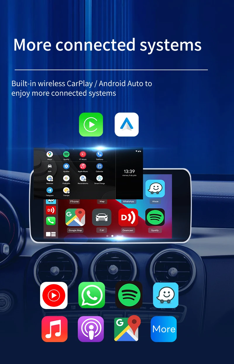 

Wireless CarPlay For Benz For Audi CPC200-Tbox Plus Bluetooth To Android Box 4-core AI Box Portable 2+16GB Support TF Wifi