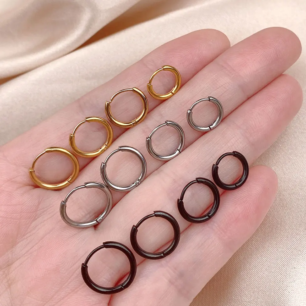 2 pezzi in acciaio inossidabile piccolo oro argento colore orecchini a cerchio per le donne maschio Tragus cartilagine orecchio osso Piercing