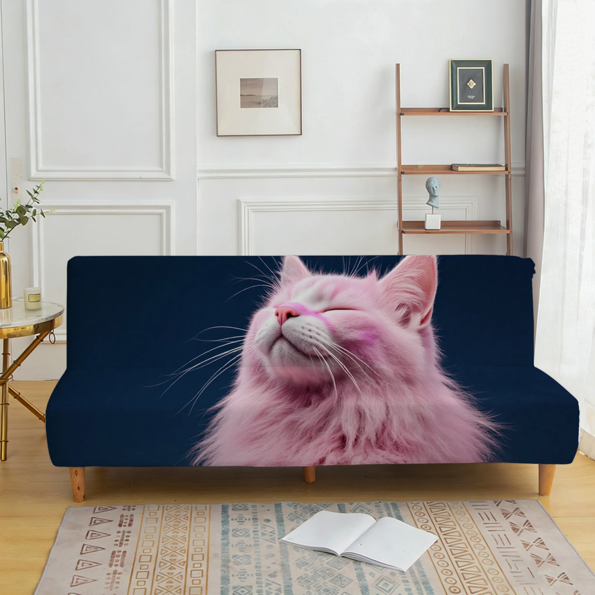 

Эластичный чехол для дивана в гостиную, розовый чехол с принтом кошки, универсальный эластичный противоскользящий чехол для дивана.