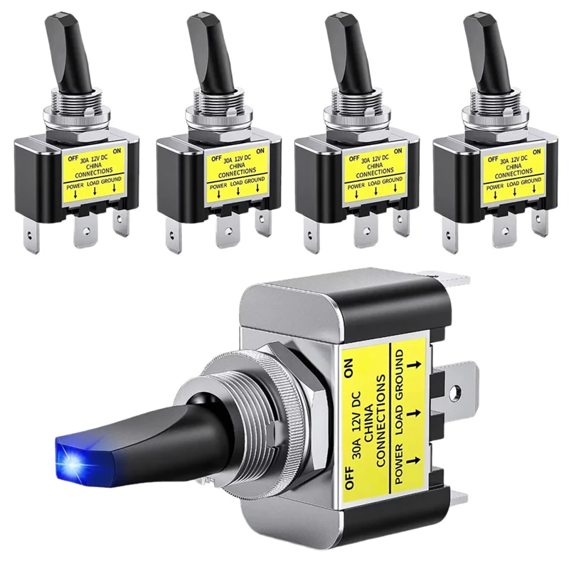 

ABKO-синий светодиодный тумблер с подсветкой 12 В, 30 А, сверхмощный металлический 3-контактный кулисный переключатель SPST, монтажное отверстие 12 мм