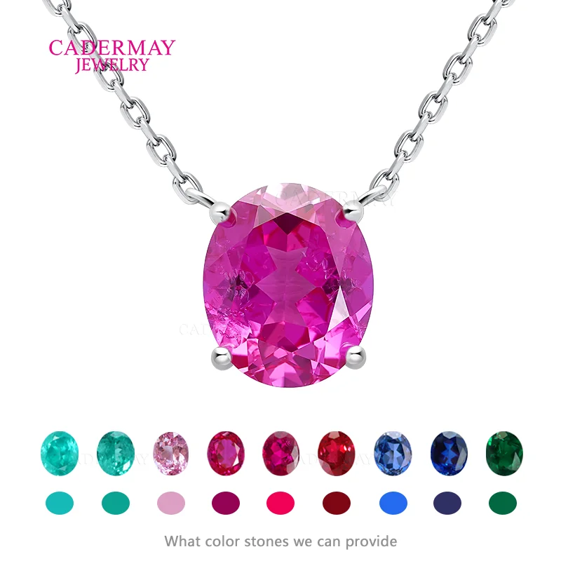 Lab Created Ruby Solitaire Pendant 925 Silver 10x12mm Oval Shape Rose Pink Red Lab Ruby Pendant Necklace for Women Gift