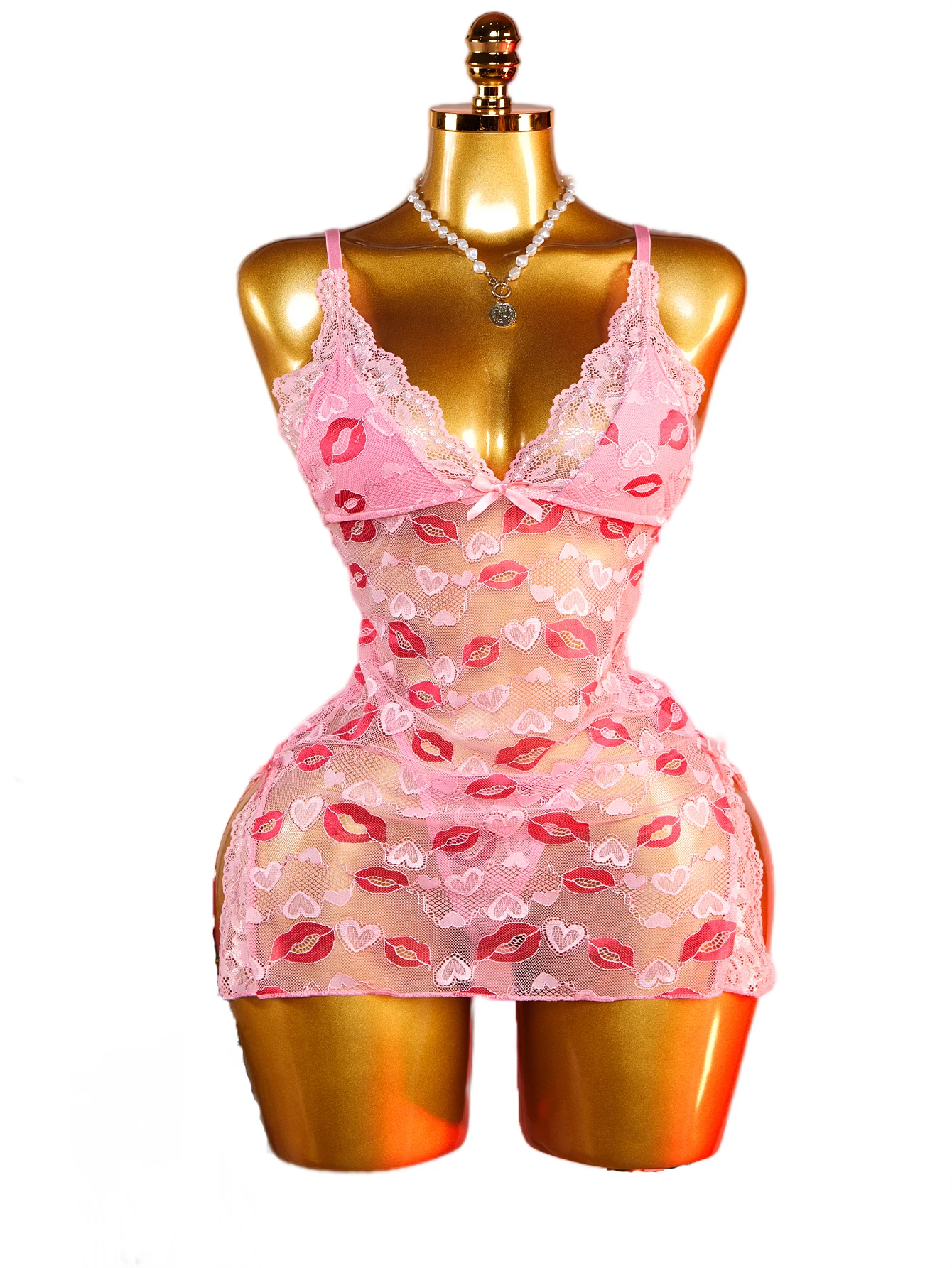 

Erotic Nightdress Clothes Women Nightgown Sexy Lace Patchwork Lingerie Nighty Sleepwear Wedding Pajama For Valentine's Dateing