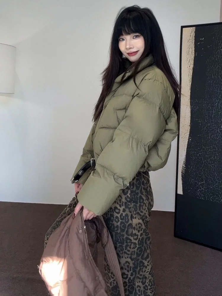 2025 femmes automne hiver nouveau col montant épaissi chaud court à capuche veste décontractée hiver blanc canard vers le bas pain veste