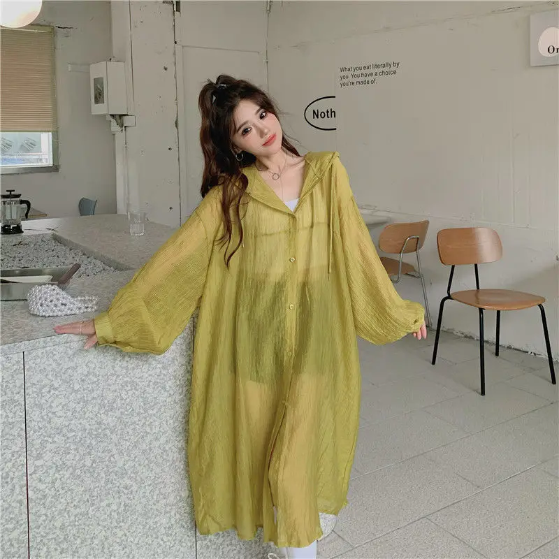 Long Jackets Women Summer New Sun-proof Outerwear Loose All-match Hooded Simple Leisure Daily Comfortable Ulzzang Design Chic