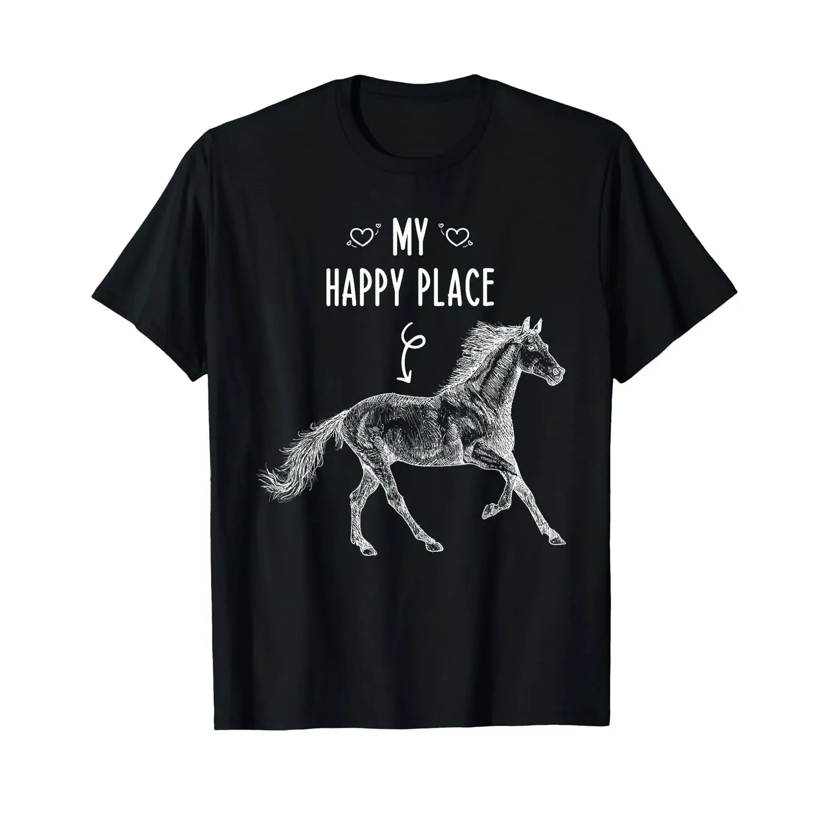 Camiseta para amantes de los caballos, con diseño vintage lavado, de la marca Horseback Riding My Happy Place, ropa de diseñador, elástica y a la moda.