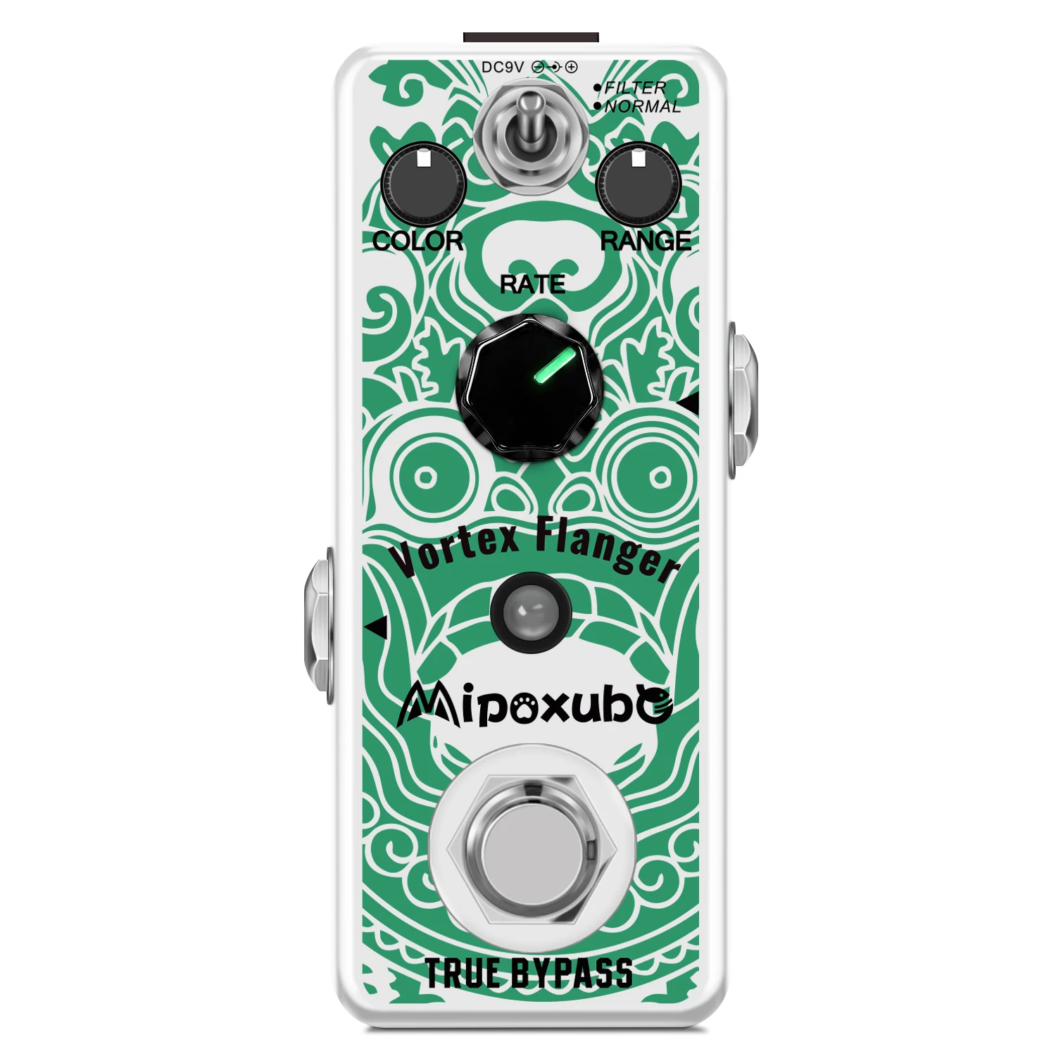 Mipoxube Vortex Flanger Guitar Pedal Vintage Analog Flanger Effect Pedal Normal & Filter Modes 3‑Knob Control Mini Stompbox