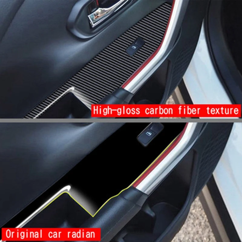 Car Carbon Fiber Door Handle Window Lift Switch Panel Cover Trim Decorator Accessories For Toyota Raize