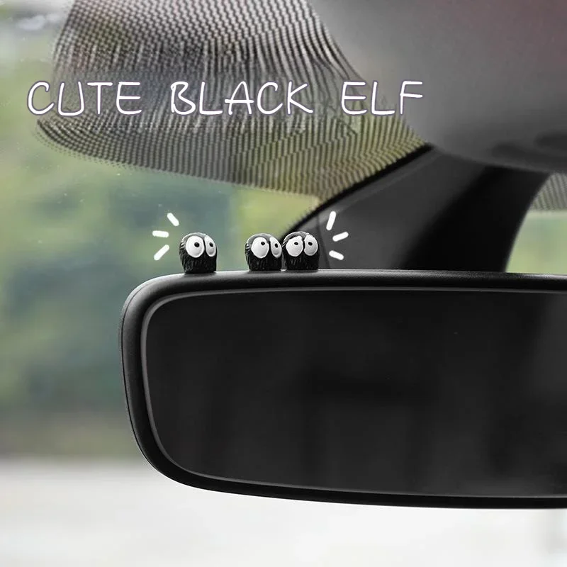 5/10/20/50pcs Cute Black Elf Car Interior Decoration Funny Auto Center Console Rearview Mirror Ornaments For Car Accessories