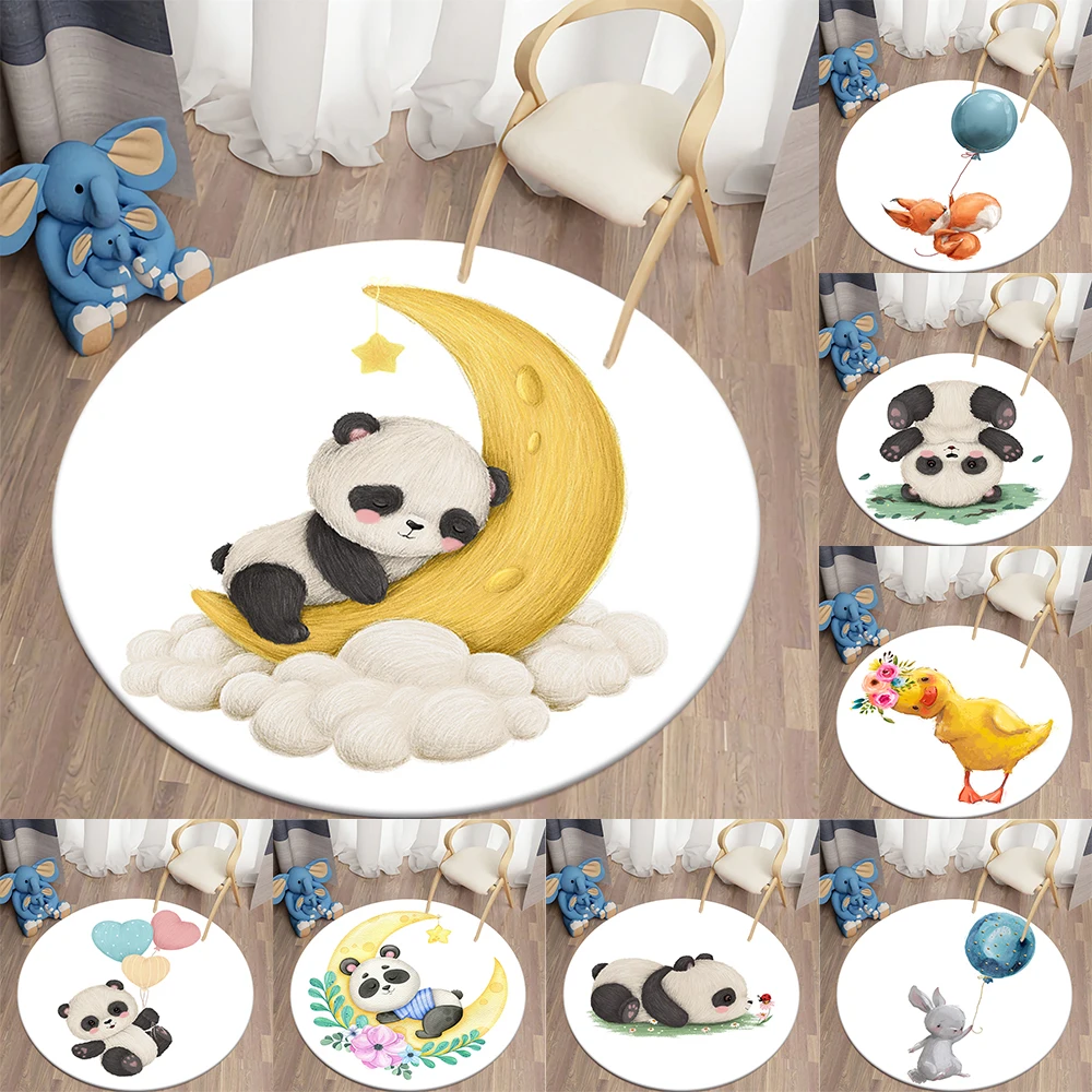 Home Decor Bathroom Mat Cartoon Panda Round Carpet Living Room Kids Bedroom    Soft Animal Plush 