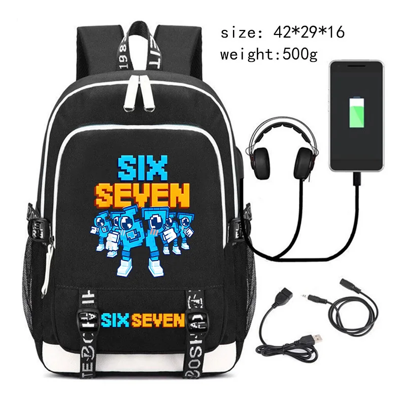 

Забавные школьные рюкзаки с принтом 67 Six Seven для мальчиков и девочек, большой вместимости, студенческий рюкзак, итальянский мем-рюкзак 67, дорожный рюкзак, Mochila