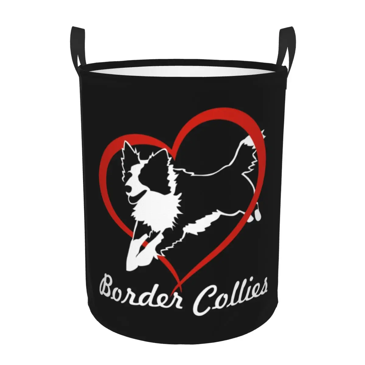 Cute Love Border Collies Laundry Hamper Large Clothes Storage Basket Dog Pet Toys Bin Organizer for Nursery