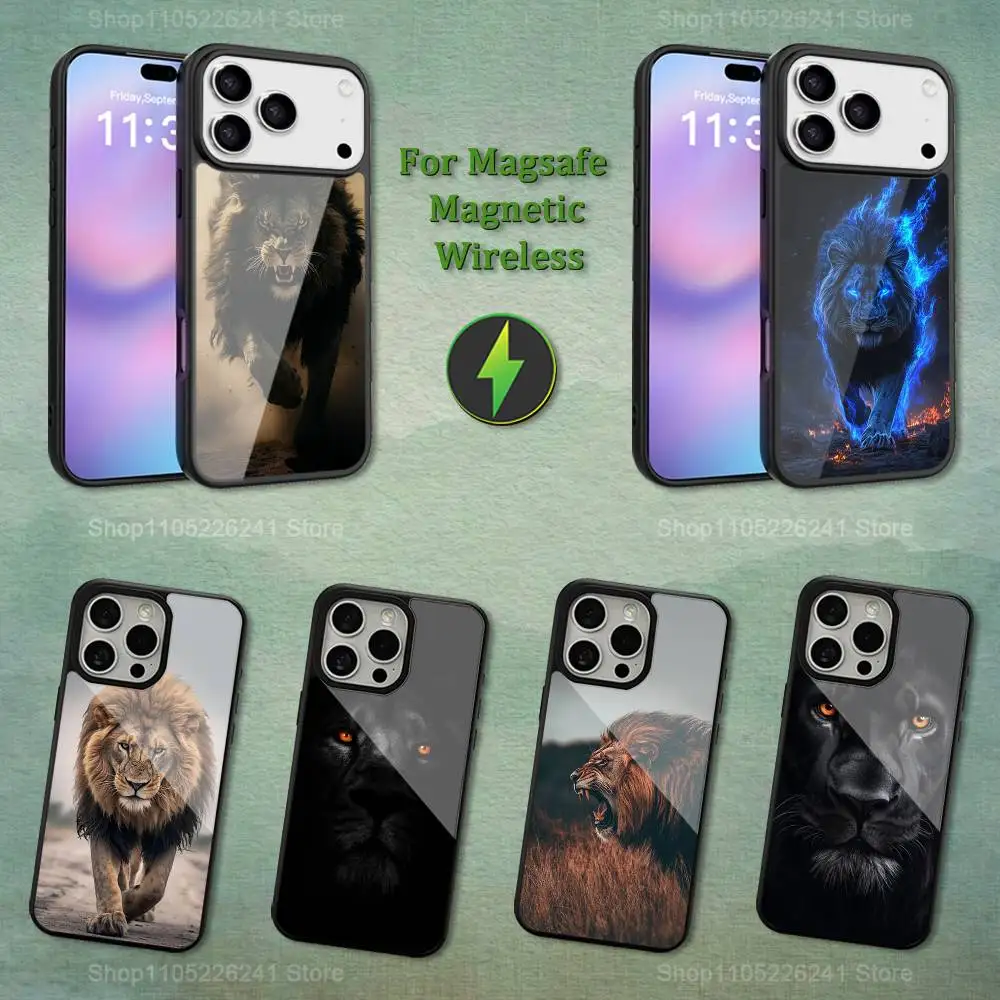 

Animal Cool Lion Phone For iPhone 17,12,11,16,15,13,14,Pro,Max,Plus,Mini, For Magsafe,Magnetic Wireless Charging Case