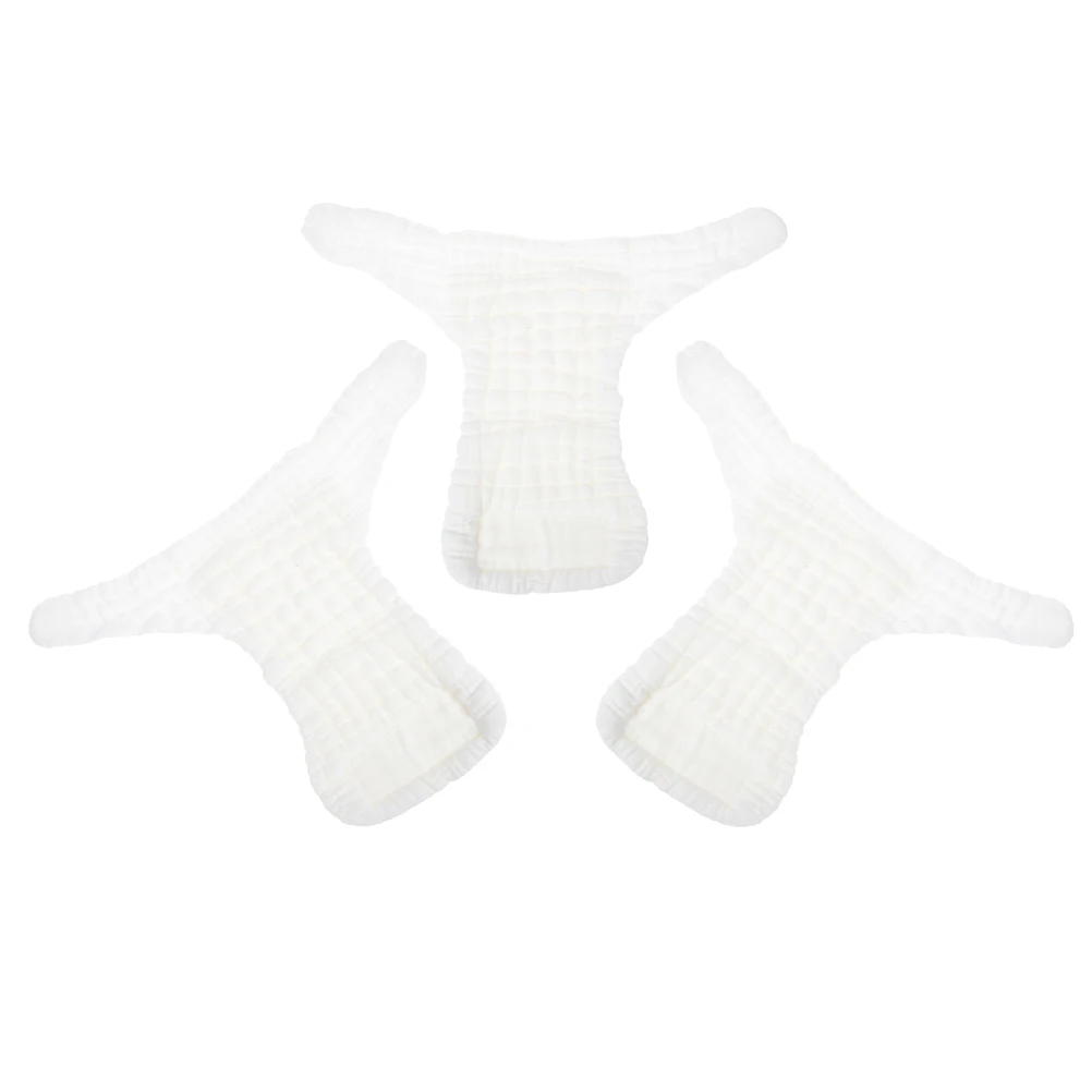 

3 шт. подгузники для новорожденных, моющиеся, для маленьких мальчиков, регулируемая ткань, хлопок для младенцев, белые многоразовые штаны