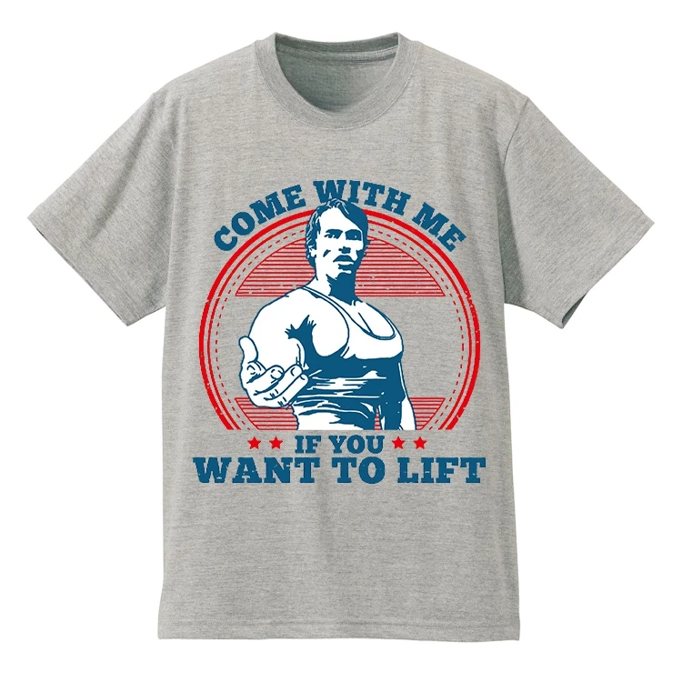 Arnold Schwarzenegger T-shirt Fitness Fitness Pure Cotton Men Gray Short Sleeve Sympathetic To Europe and The United States