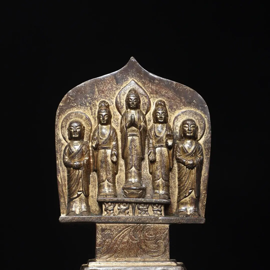 Antique Brass Aged Northern Wei Shakyamuni Buddha Statue Home Temple Desktop Decor