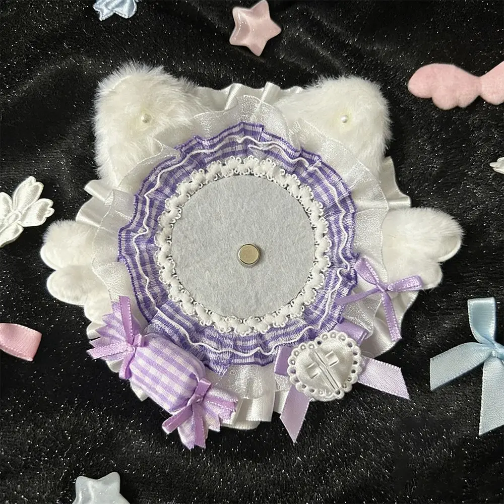 Cute Lace Badge Holder Cat Ear DIY Badge Display Base Flower Wings Itabag Decor Anime Badge Decoration