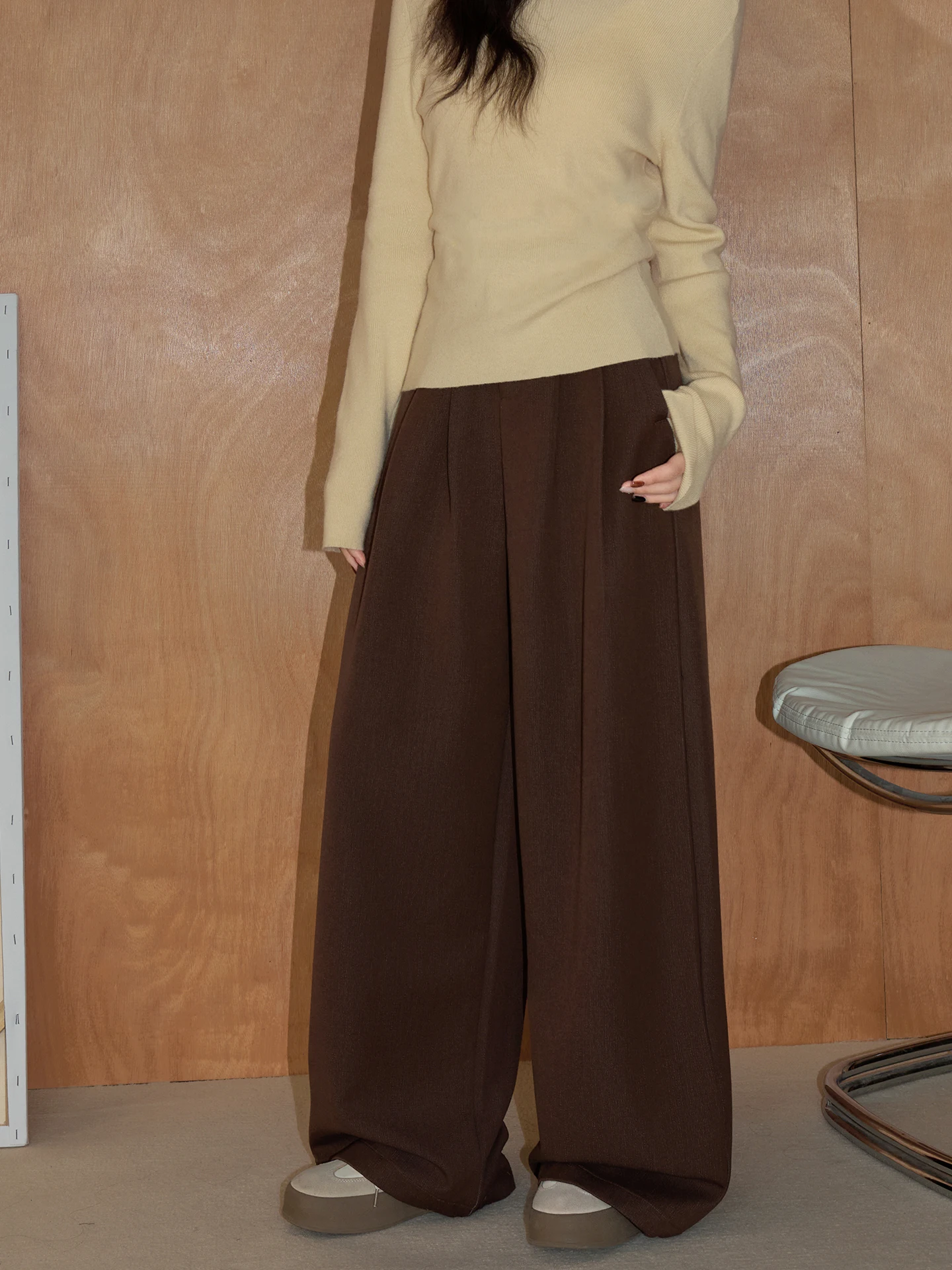 

OLD Original Classic Commute Loose Lazy Drapey Suit Pants Women's Spring Autumn Wide Leg Floor-Length Casual Trousers