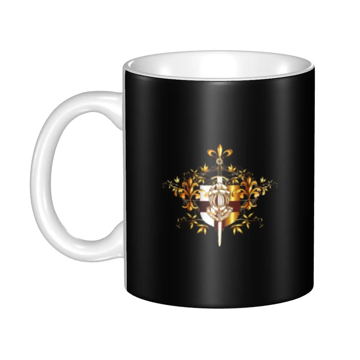 

Knights Templar Cross Shield Symbol Mugs Custom Medieval Sword Emblem Secret Order Ceramic Coffee Mug Creative Present