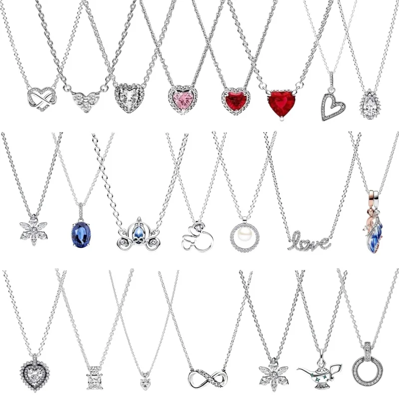 The New Disney Series Heart-Shaped Necklace And Mickey Mouse Necklace Suitable Fit Original DIY Jewelry Gifts