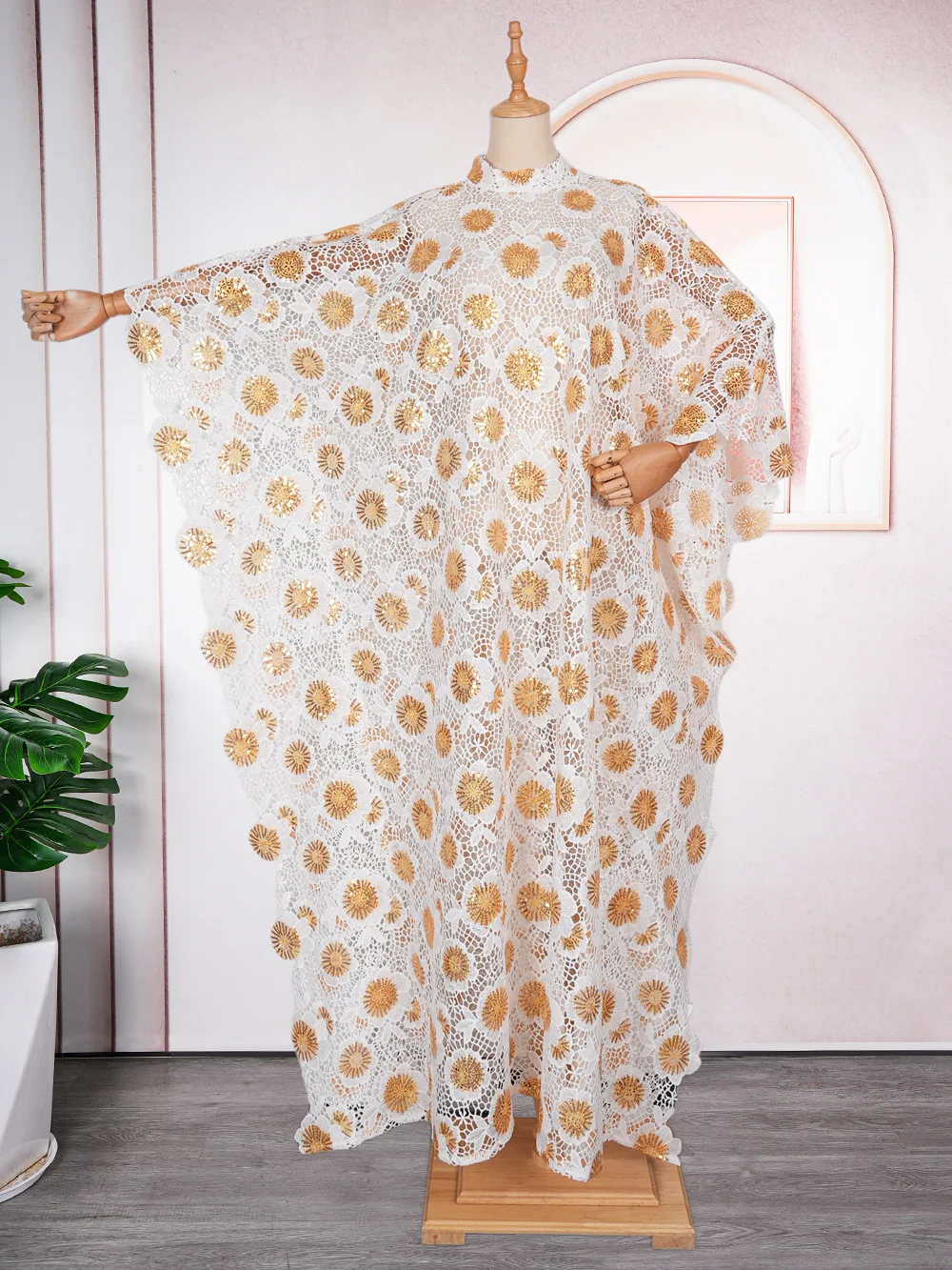 Vestidos africanos de encaje blanco para mujer, bata Boubou Ankara Dashiki con lentejuelas, ropa africana, vestido de fiesta de noche de boda, caftán Abaya