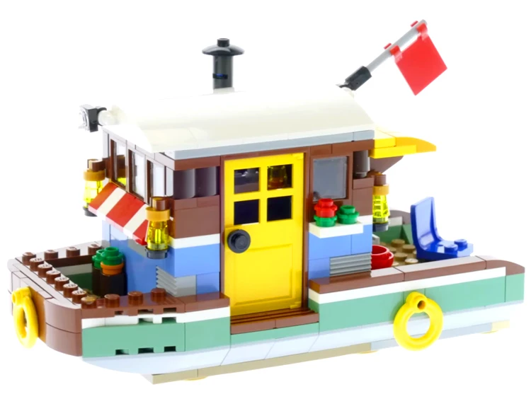 396pcs Creator 3in1 Riverside Houseboat Fishing Village Seaplane Fisherman 3142 Building Block set Compatible with Model