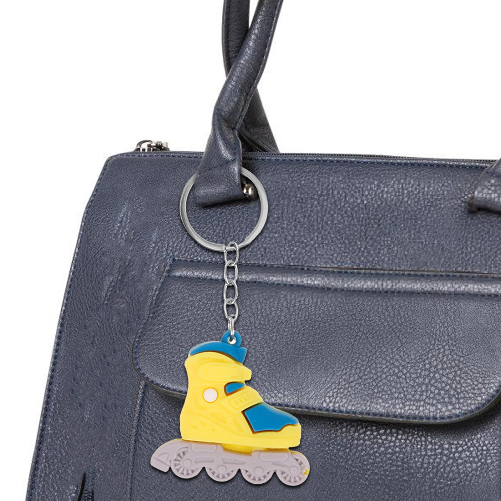

4pcs Roller Skate Pendant Keychain Pvc Kawaii Bag Backpack Ornament Decorative Gift Car Hanging Pendant Small Key Ring Charm For