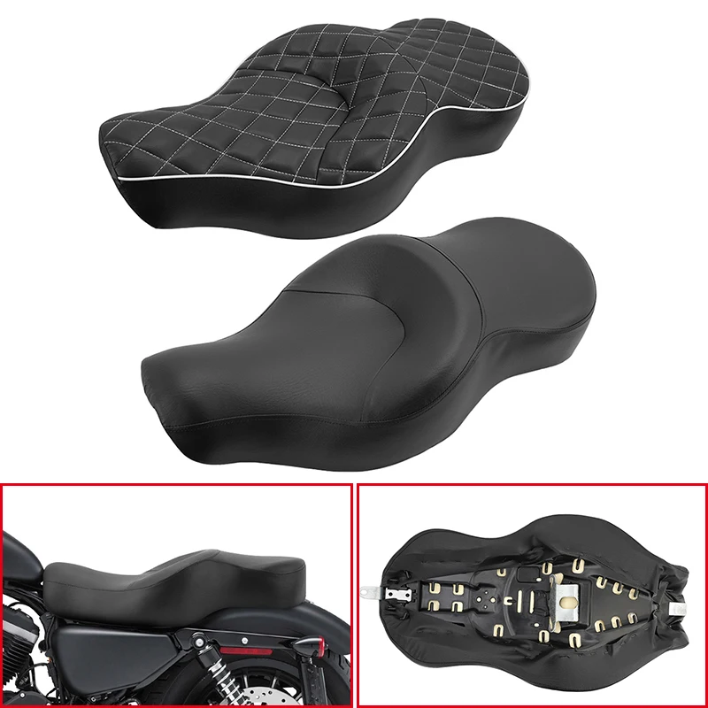 

Motorcycle Two UP Driver Front Rear Passenger Seat Leather For Harley Sportster XL883 XL1200 Iron XL 883 1200 48 2004-2015