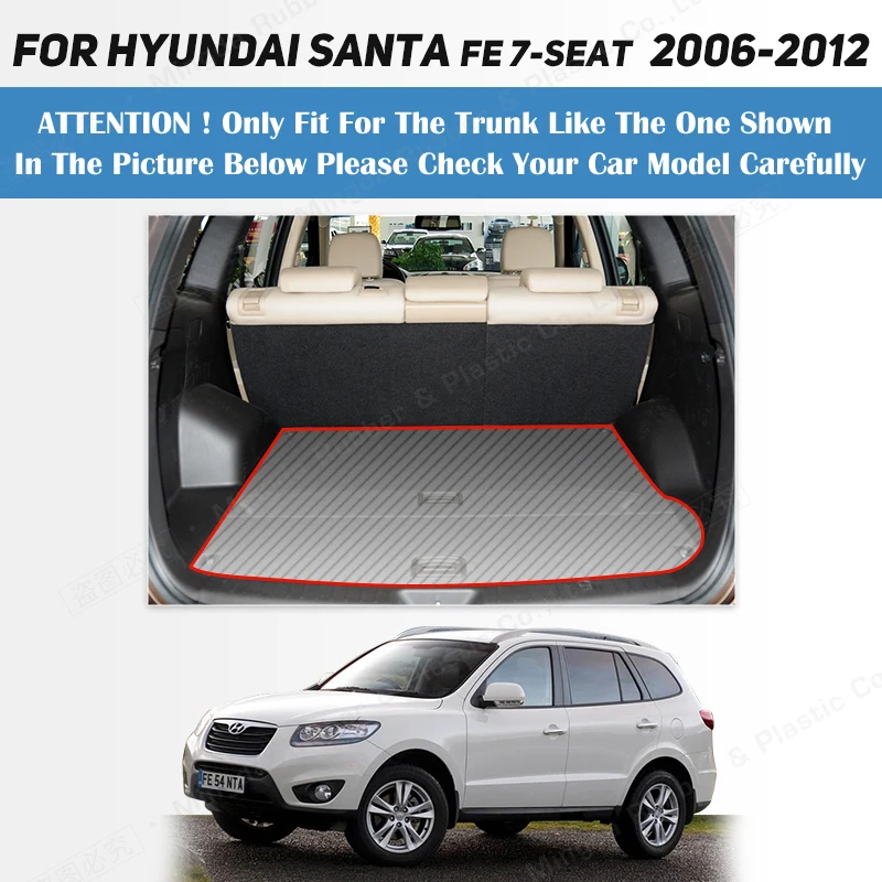 Car Trunk Mat For Hyundai Santa Fe 7-Seat SUV 2006 2007 2008 2009 2010 2011 2012 Custom Car Accessories Auto Interior Decoration