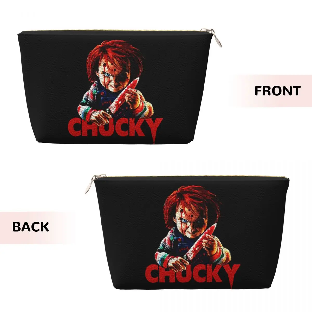 Custom Chucky Killer Horror Halloween Cosmetic Bag Cute Big Capacity Child's Play Movie Makeup Case Beauty Storage Toiletry Bags