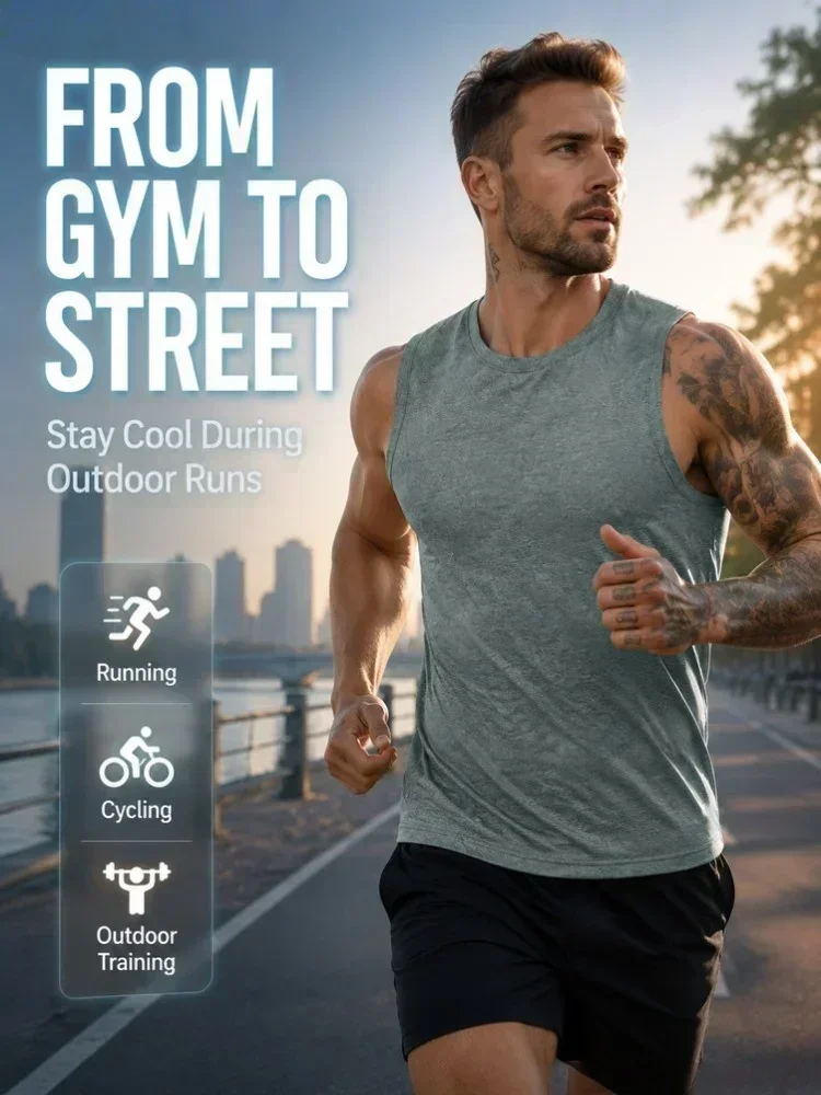 Herren-Fitness-Tanktop mit Spinnenmuster, leicht, atmungsaktiv, schnelltrocknend, elastisches Sporttop ohne Ärmel – Detail 4
