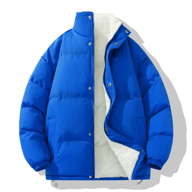 Sinobillow Herbst Winter Puffer modische einreihige Parkas Jacke für Männer solide