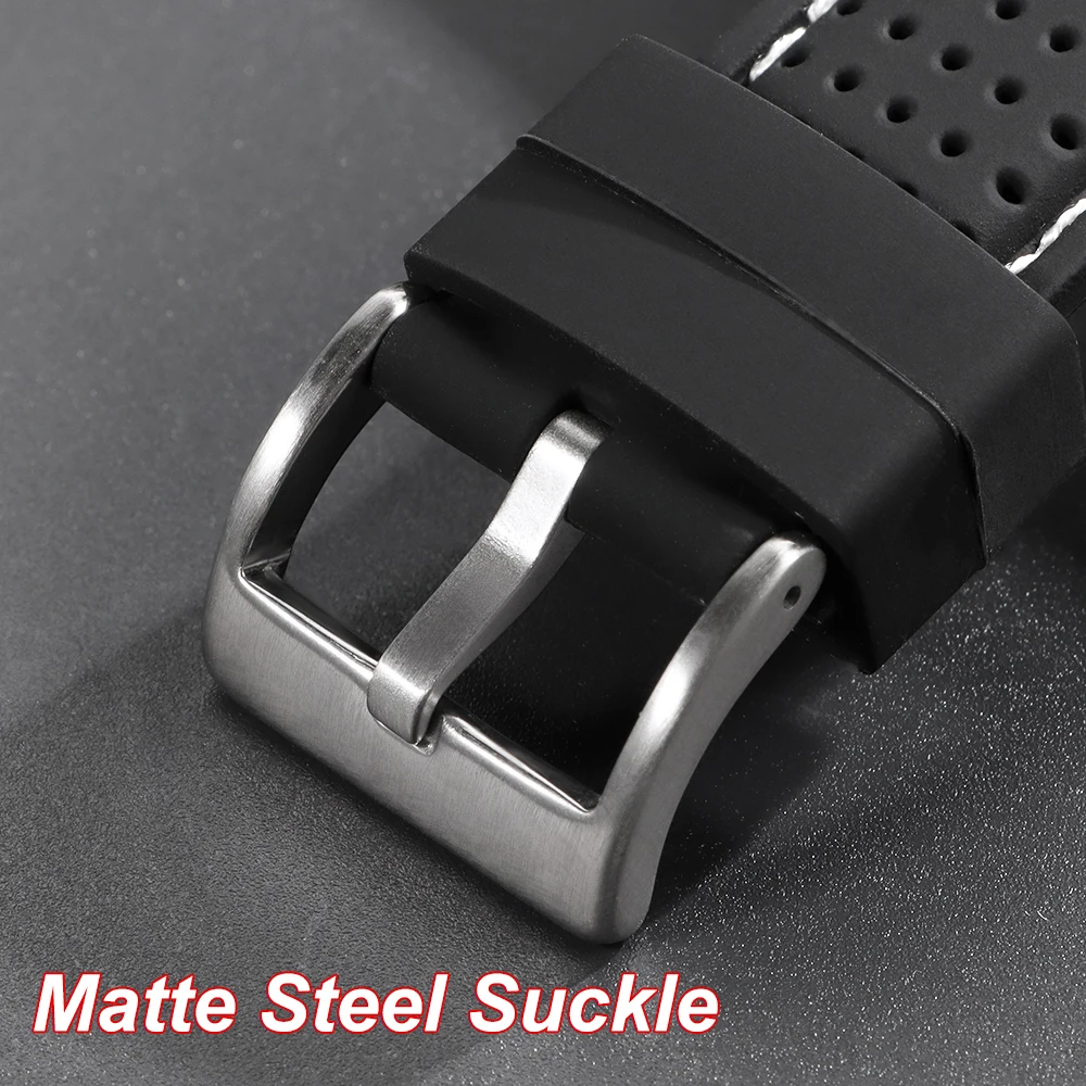 Premium Silicone Watch Band Waterproof Soft Rubber Strap 20mm 22mm 24mm Breathable Watch Strap Replacement for Universal Watch image 2