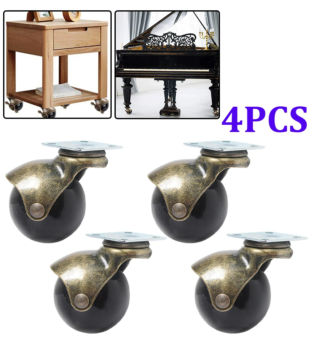 

4pcs Black Office Chair Caster Wheels Soft Safe Roller 360 Degree Swivel Casters for Drying Rack Office Furniture Hardware