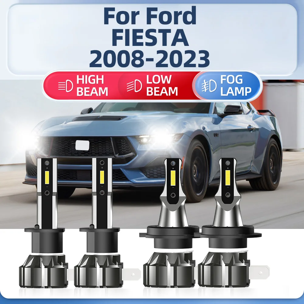 

Лампы для автомобильных фар, 6000 лм, турболампы 2008 K, 12 В, Plug And Play для Ford FIESTA 2017-2018, 2019, 2020, 2021, 2022, 2023