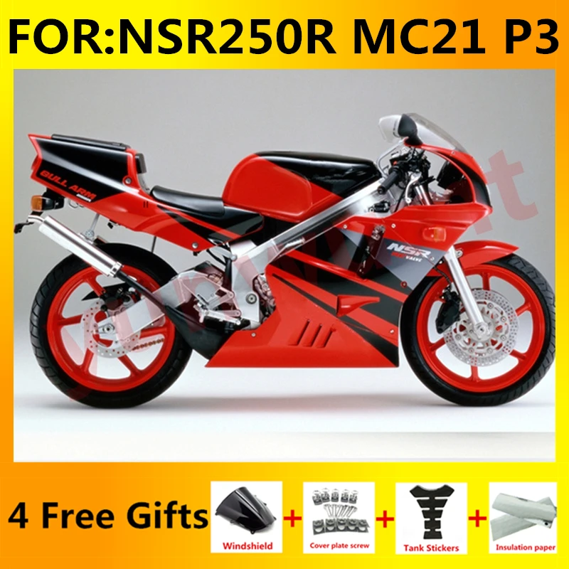 

New ABS Motorcycle Whole Fairings Kit fit for NSR250R NSR 250 NC21 mc21 P3 1991 1992 1993 bodywork fairing kits set red black