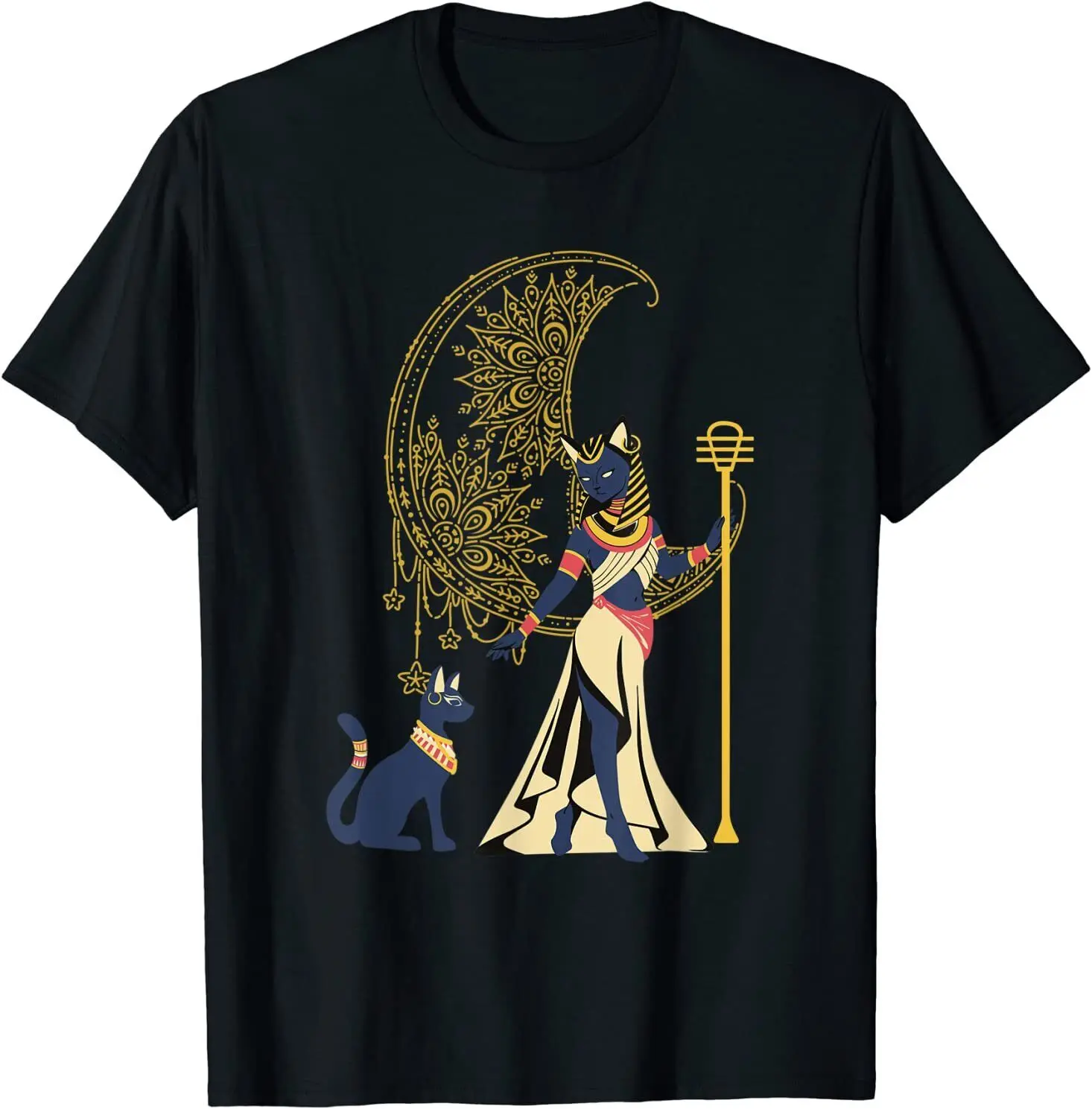 NEW LIMITED Ancient Egyptian Cat Goddess Egypt Crescent T-Shirt S-3XL