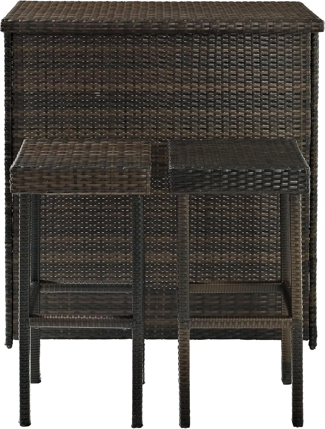 طقم بار خارجي من Crosley Furniture Palm Harbour مكون من 3 قطع مع مقعدين للفناء الخلفي والفناء والسطح والشرفة والبني