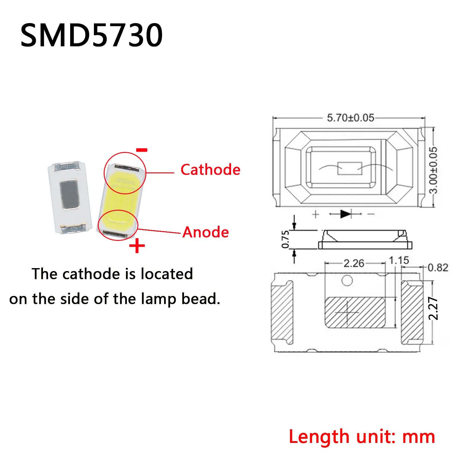 Perles de Lampe à Puce COB LED, Blanc Chaud, 120mA 60-65strada, Montage en Surface, Diodes Électroluminescentes PCB, 100 W, SMD5730, SMD2835, DC3V, 0.5 Pièces