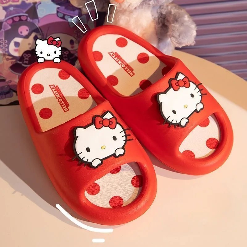 Sanrio Hello Kitty my melody kuromi cartoon slippers for girls to wear at home in summer, non-slip and anti-odor couple style