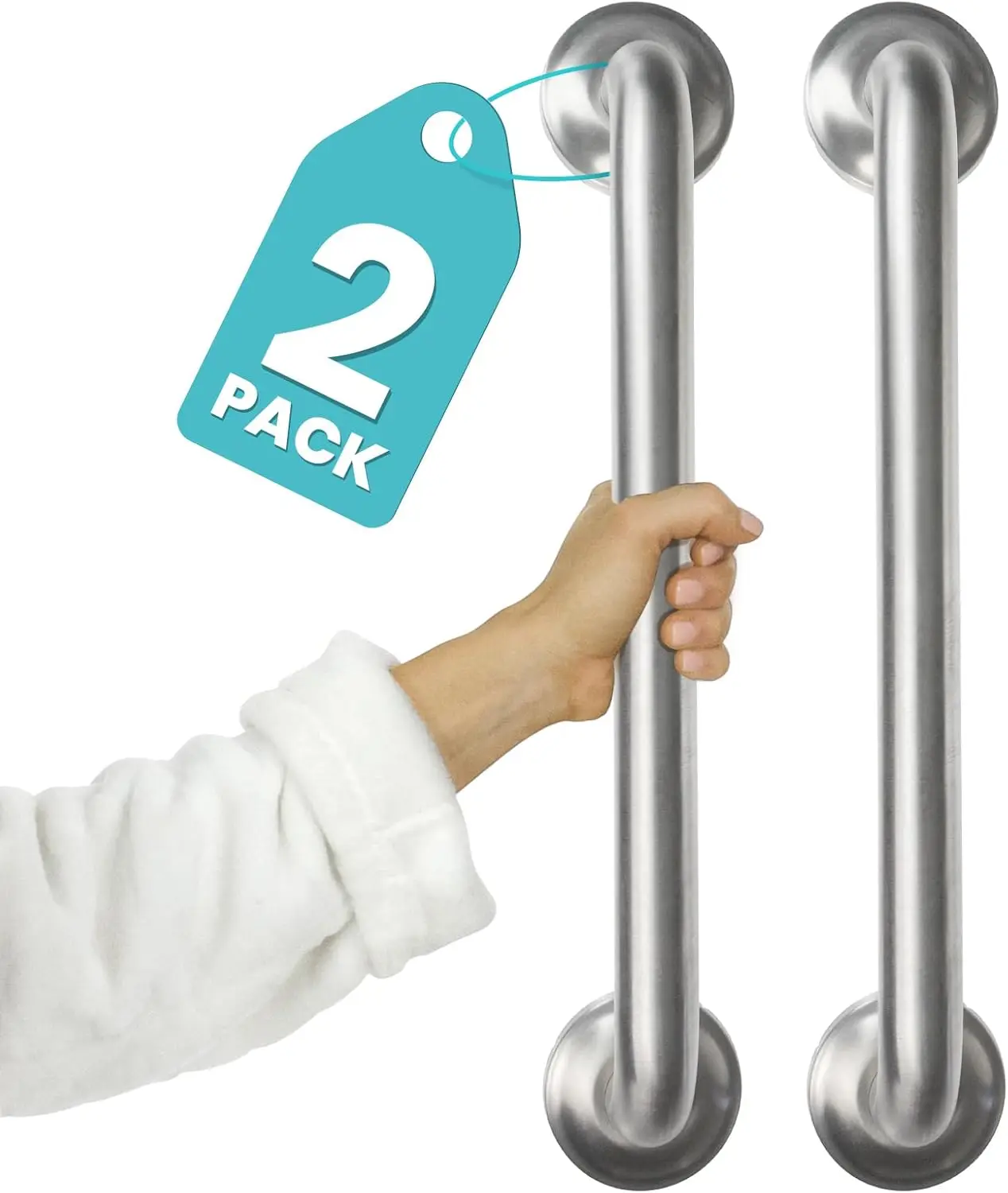 

2-Pack 16" Suction Cup Grab Bars for Bathroom - Heavy Duty Safety Handles for Elderly & Disabled, Bathtub Support Rails, 440 lbs Capacity