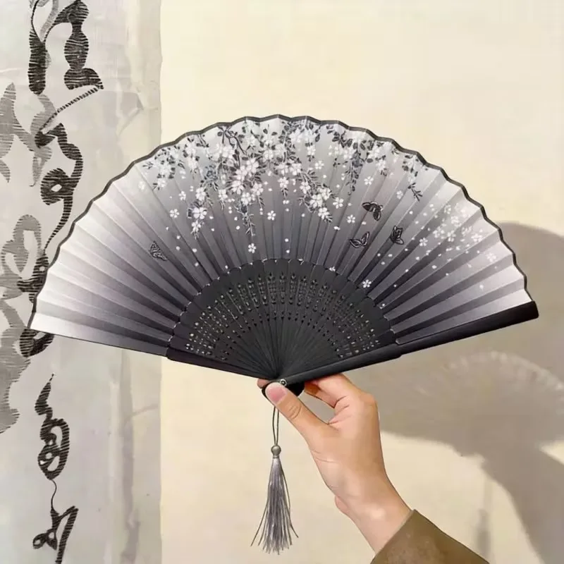 NEW Folding Cloth Fan | Asian Style Ancient Chinese Tassel Fan | Portable Dance Fan Wedding Fan | Hanfu Cheongsam | Home Decor