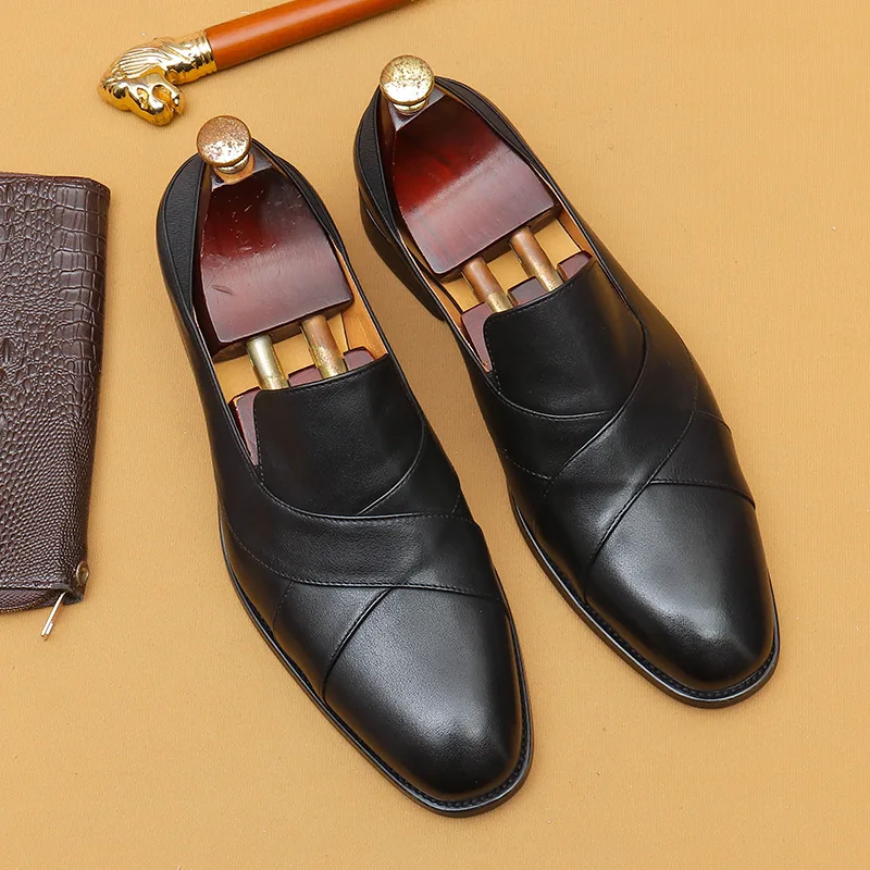 

Men's New Leather Loafers | Slip-On Business Casual Shoes | Genuine Cowhide Work Commuter Moccasins for Daily Wear