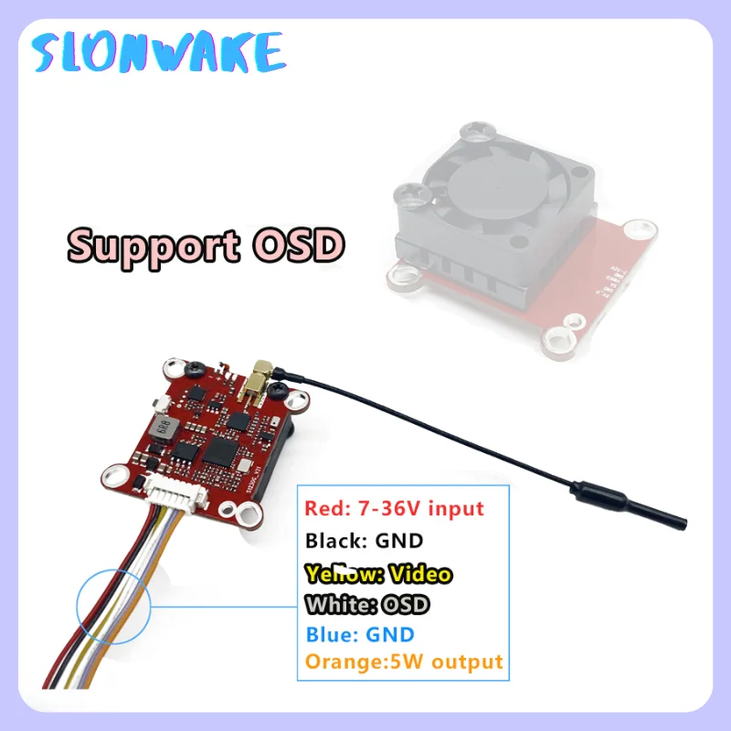 5.8G 48CH 2000mW FPV VTX الارسال ميكروفون مدمج لملحقات طائرة بدون طيار FPV نقل عن بعد الكمون المنخفض