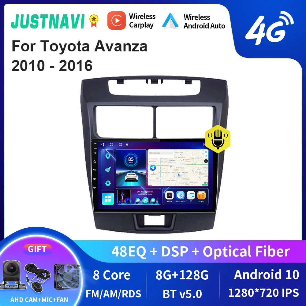 

JUSTNAVI QT10 беспроводной CarPlay Android авто радио для Toyota Avanza 2010 - 2016 стерео автомобильный мультимедийный видеоплеер GPS DVD DSP