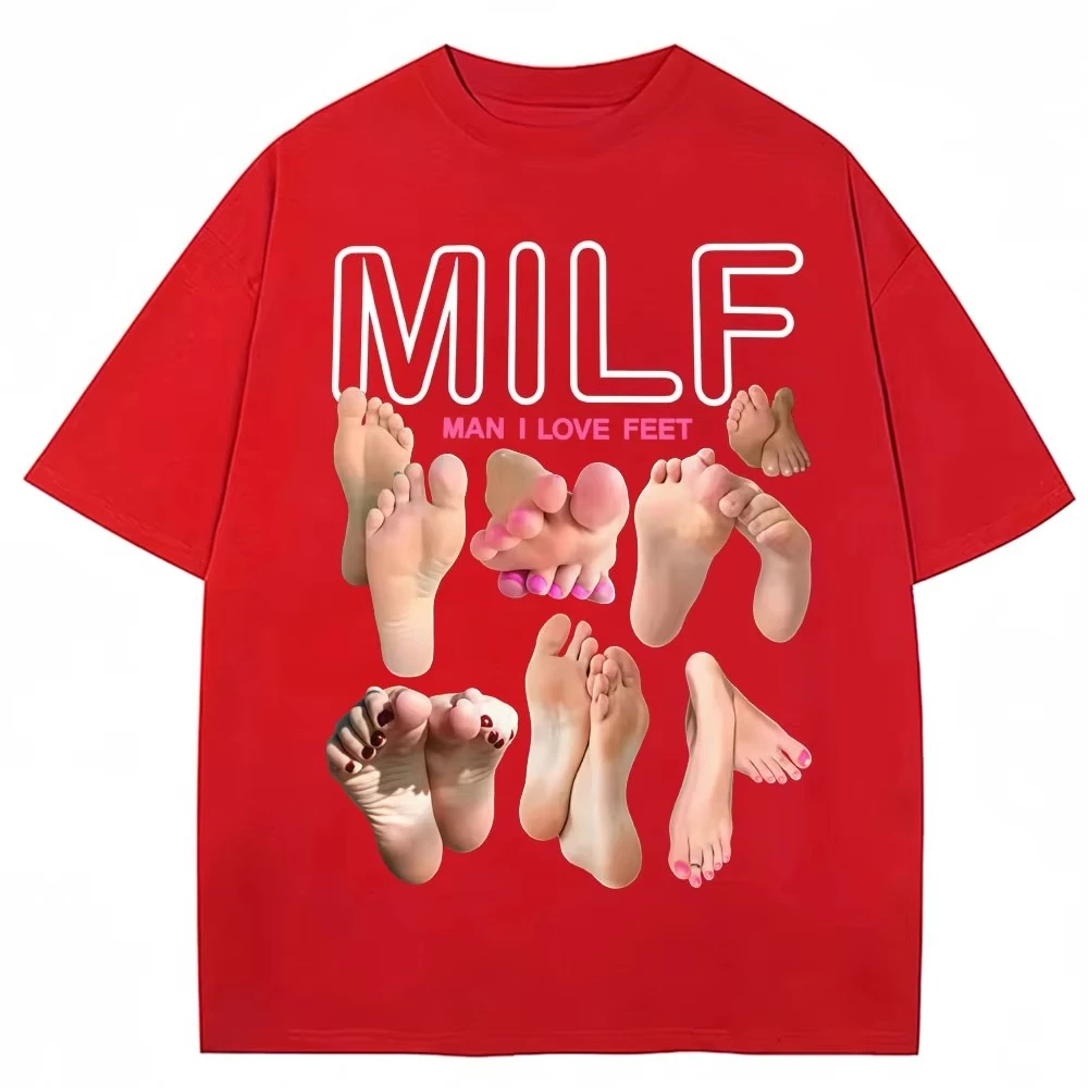 MILF رجل أحب أقدام مضحك ميمي تي شيرت الرجال النساء الفكاهة موضة تي شيرت لينة القطن س الرقبة المتضخم عادية تي شيرت الشارع الشهير #4