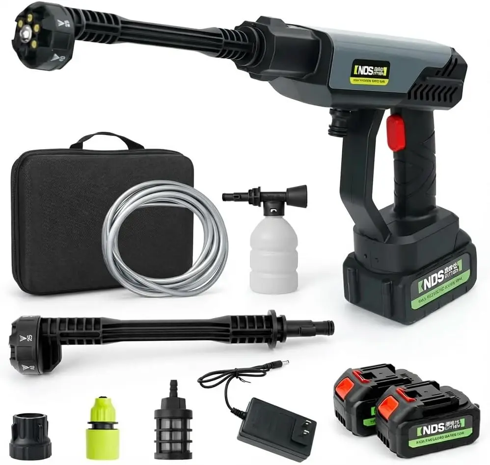 

Electric Portable Pressure Washer with Rechargeable Battery, 6-in-1 Nozzle, 27ft Spray, Handheld Wireless Water Gun for Home, Ca