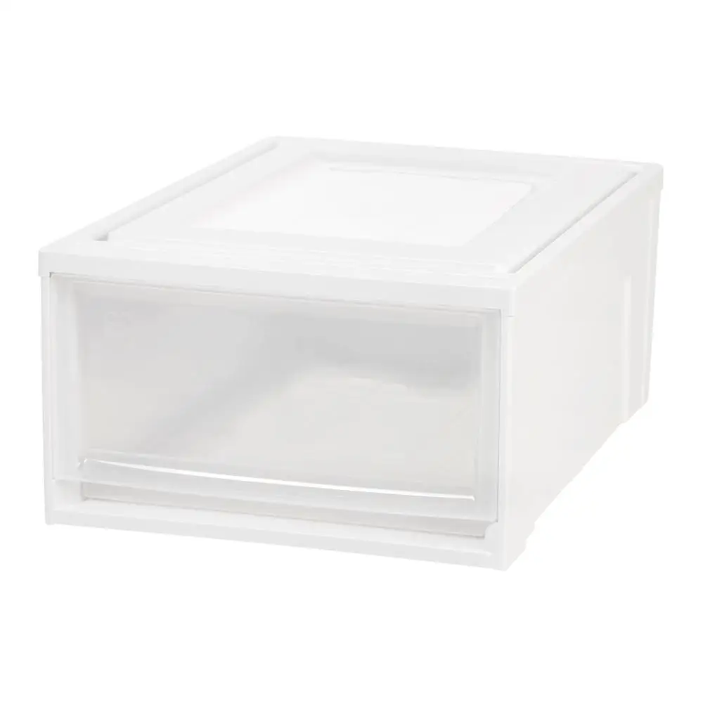 31 Quart Stackable Plastic Drawer Storage Box White Closet Office Organizer 7.72 gal Rectangle Design Easy Wipe Adult 19.63 x