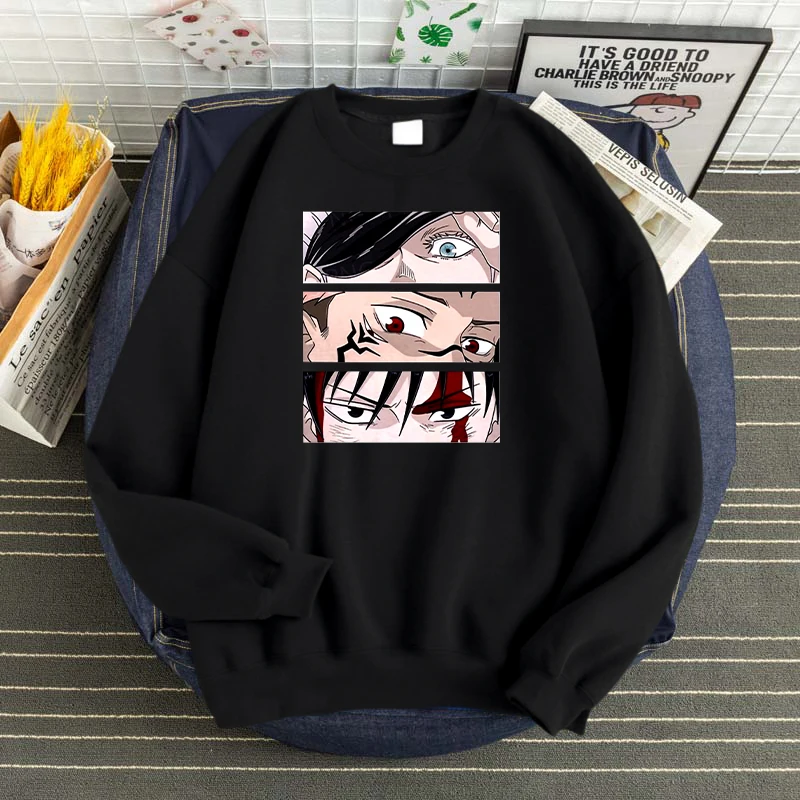 Jujutsu Kaisen Japanese Anime Print Hoodies Soft Comfortable Tops Thermal Vintage Men Sweatshirt Oversized Fleece Male Hoodie