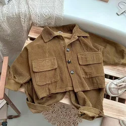 Corduroy Toddler Boy Clothes Fall Kids Clothing Boys Outfits Shirt Coats And Pants 2 Piece Set 1 2 3 4 5 6 Year Two Pieces Suits