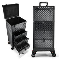 Nail Trolley Cart with Wheels Salon Cart with 3 Drawers,Rolling Makeup Train Case Cosmetic Case for Nail Tech,Salon Station